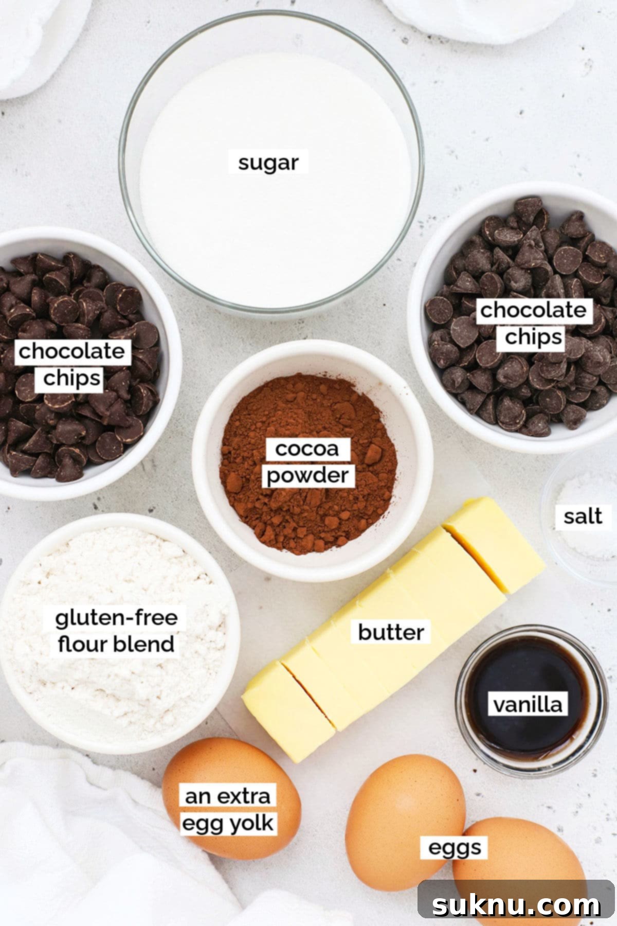 ingredients for gluten-free frosted brownies