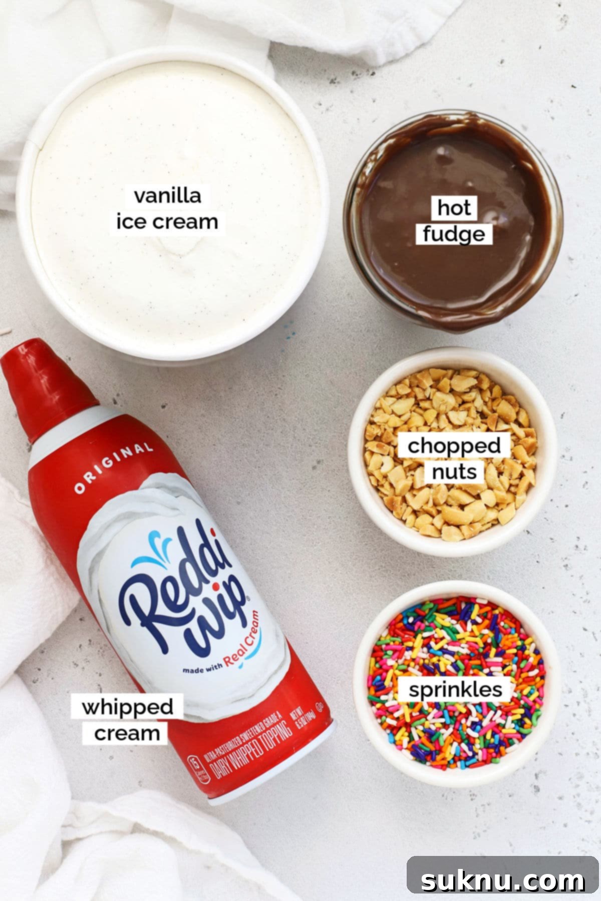 Decadent Hot Fudge Sundae 3 ingredients for a hot fudge sundae