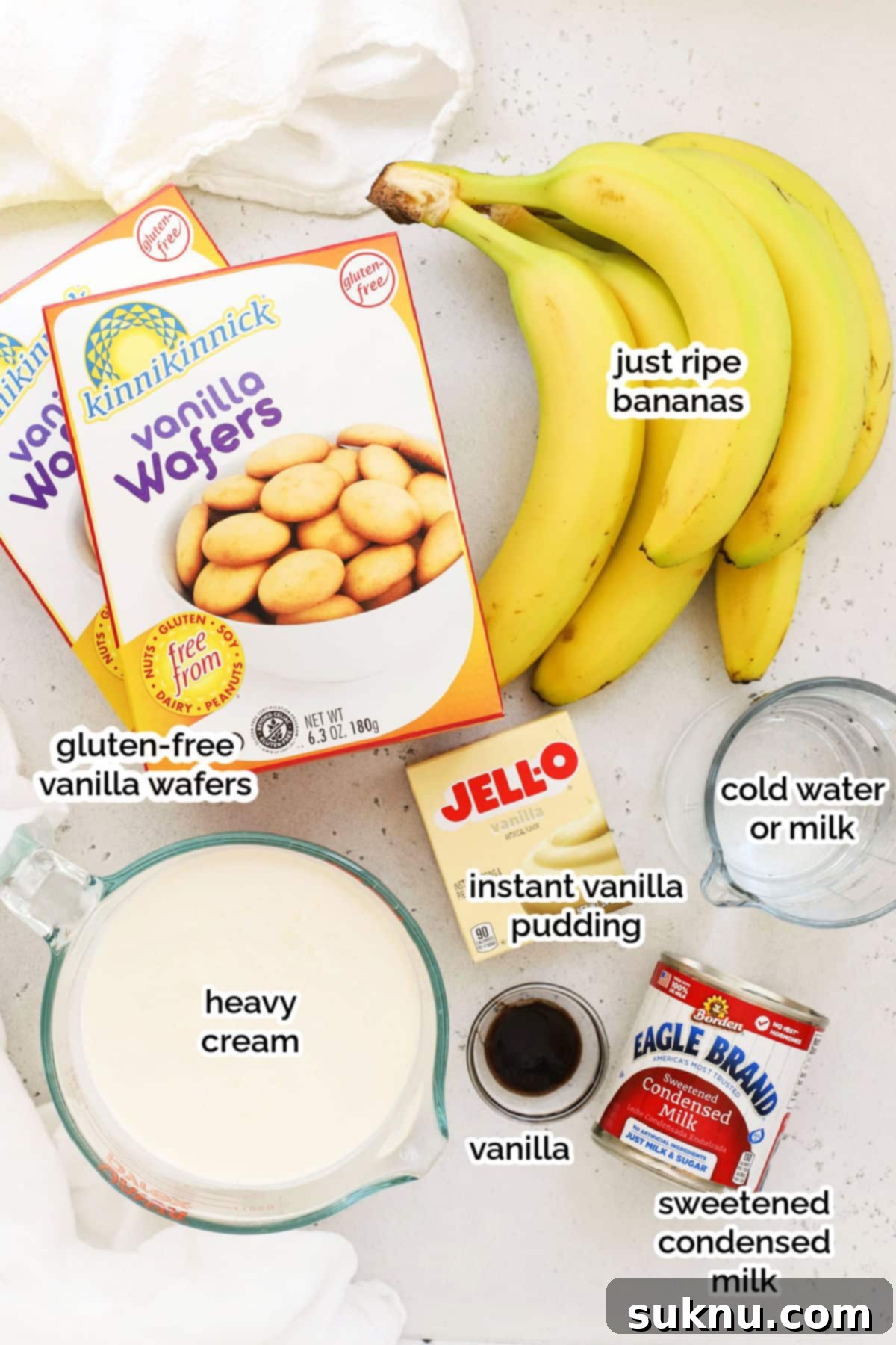 ingredients for gluten-free banana pudding