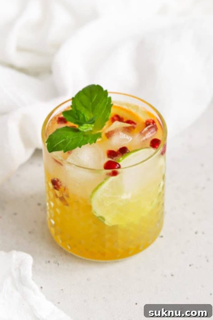 Citrus Orange Mocktails With Mint, Pomegranate and Citrus Slices