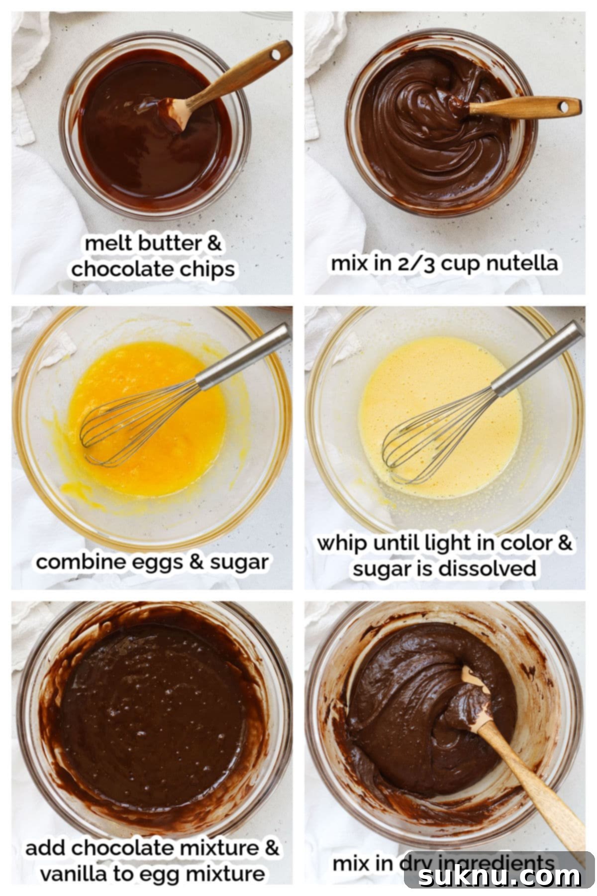 Step-by-step process of making delicious gluten-free Nutella brownies