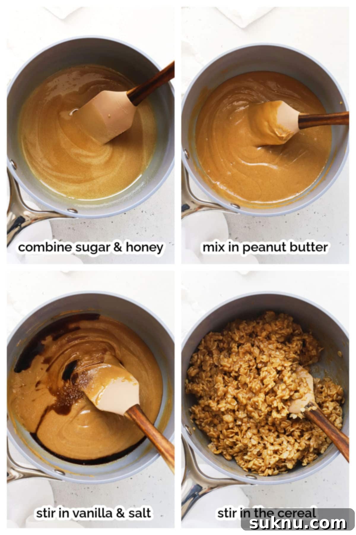 mixing up gluten-free scotcheroos step by step