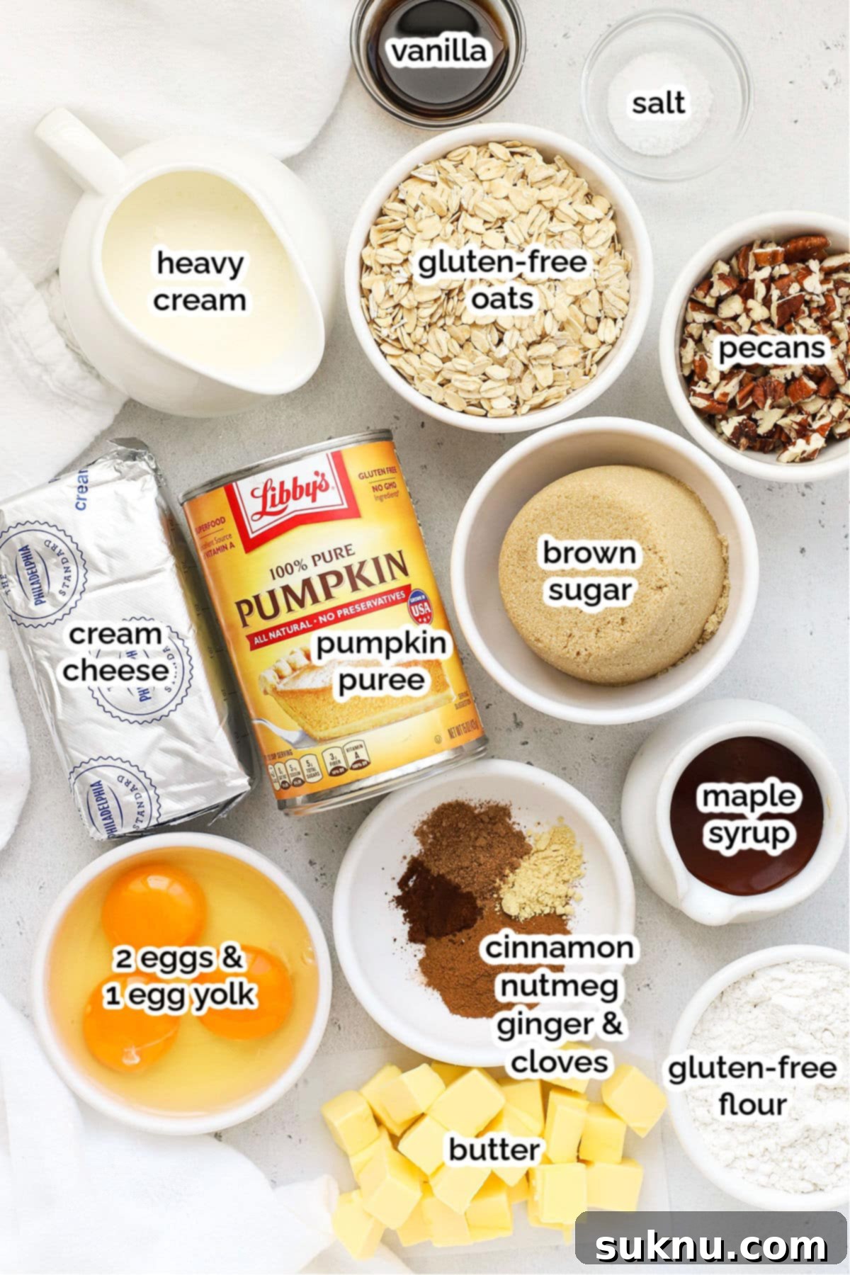 Cozy Gluten-Free Pumpkin Crisp 3 A collection of fresh, wholesome ingredients laid out on a surface, ready for making gluten-free pumpkin crisp.