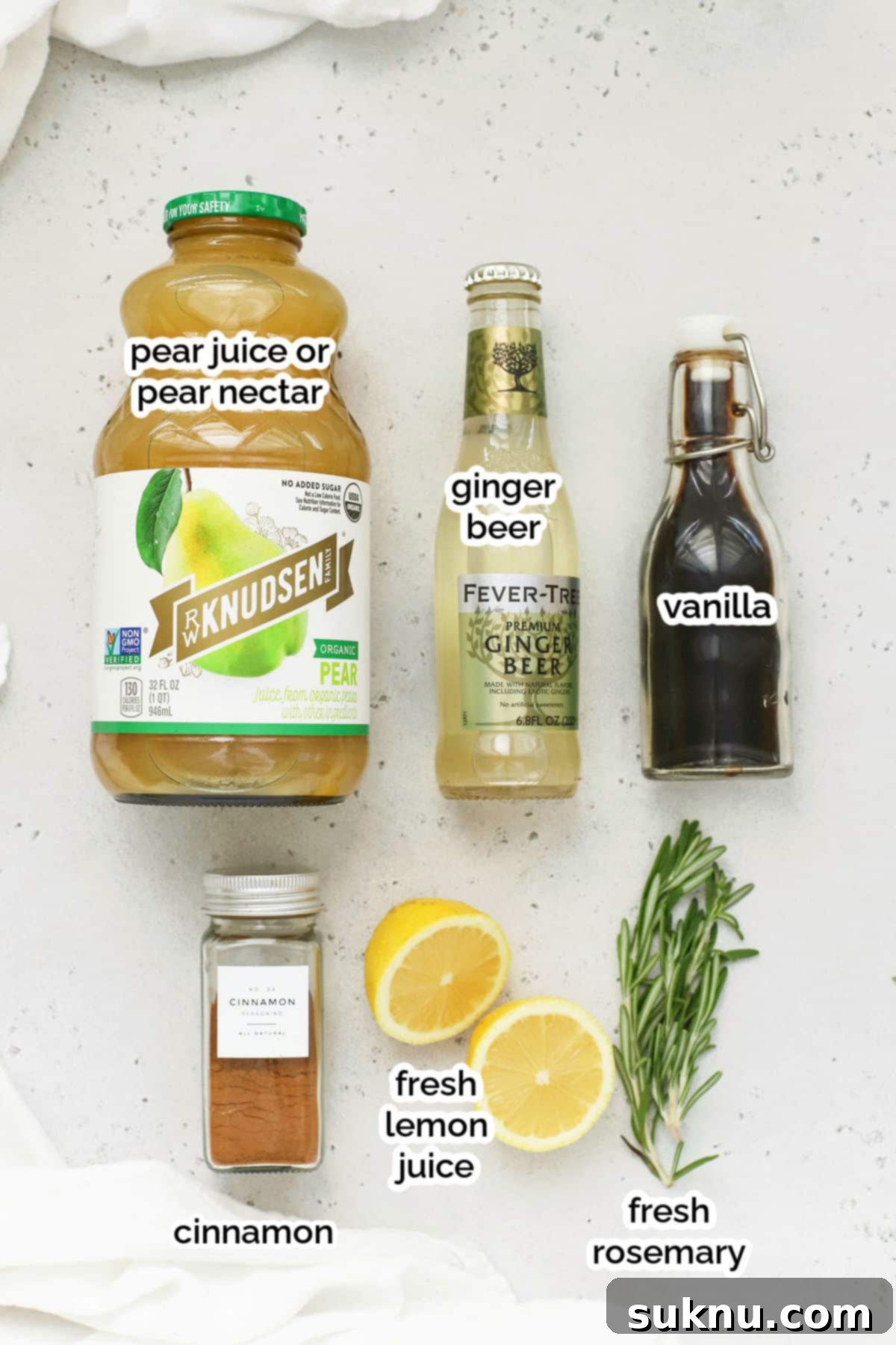 Crisp Pear Ginger Fizz 3 Ingredients for pear ginger mocktail