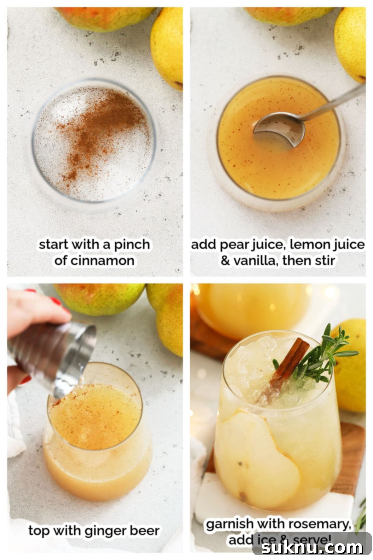 Crisp Pear Ginger Fizz 4 Making a pear ginger mocktail step by step