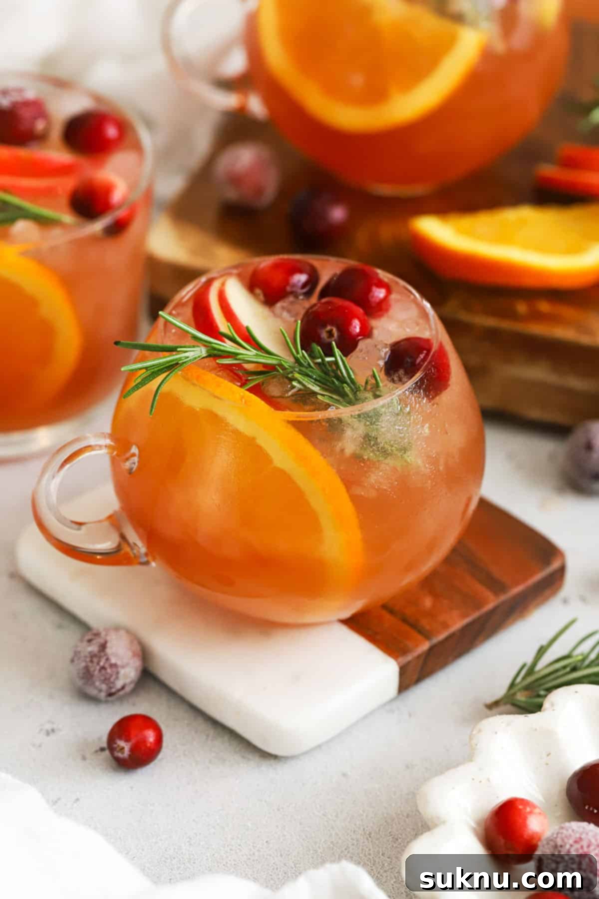 Christmas punch in small round glasses