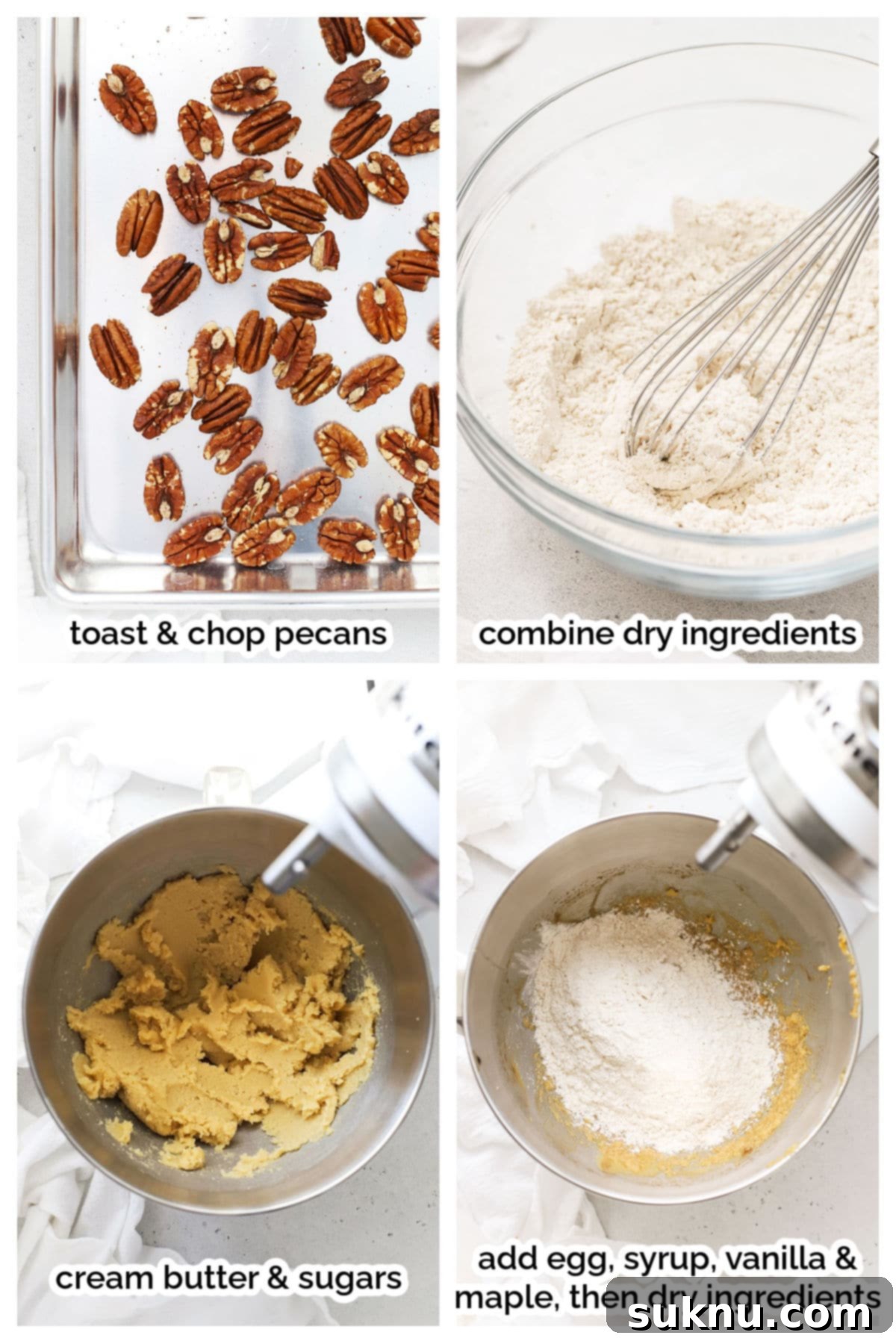 Step-by-step process of making gluten-free maple pecan cookies