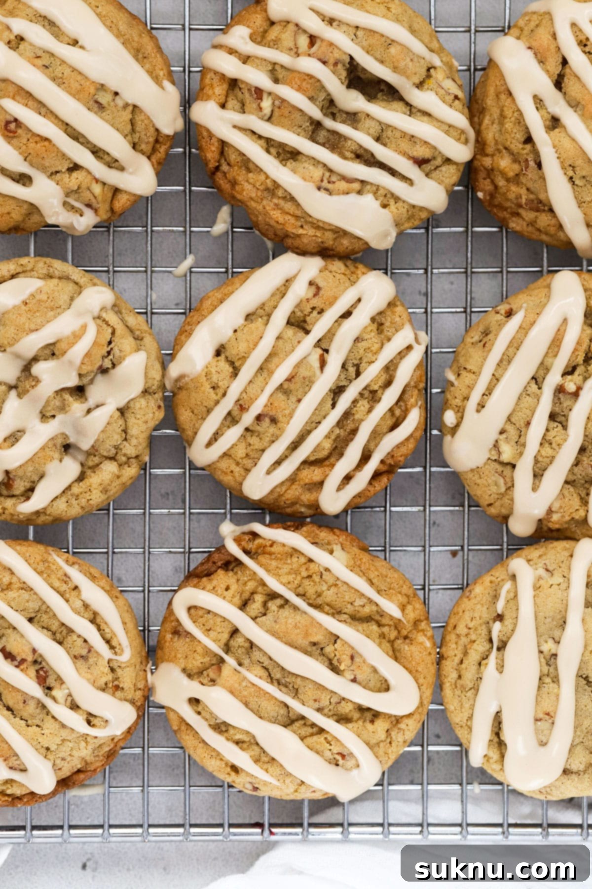 Gluten-free maple pecan cookies with maple glaze ready to be enjoyed