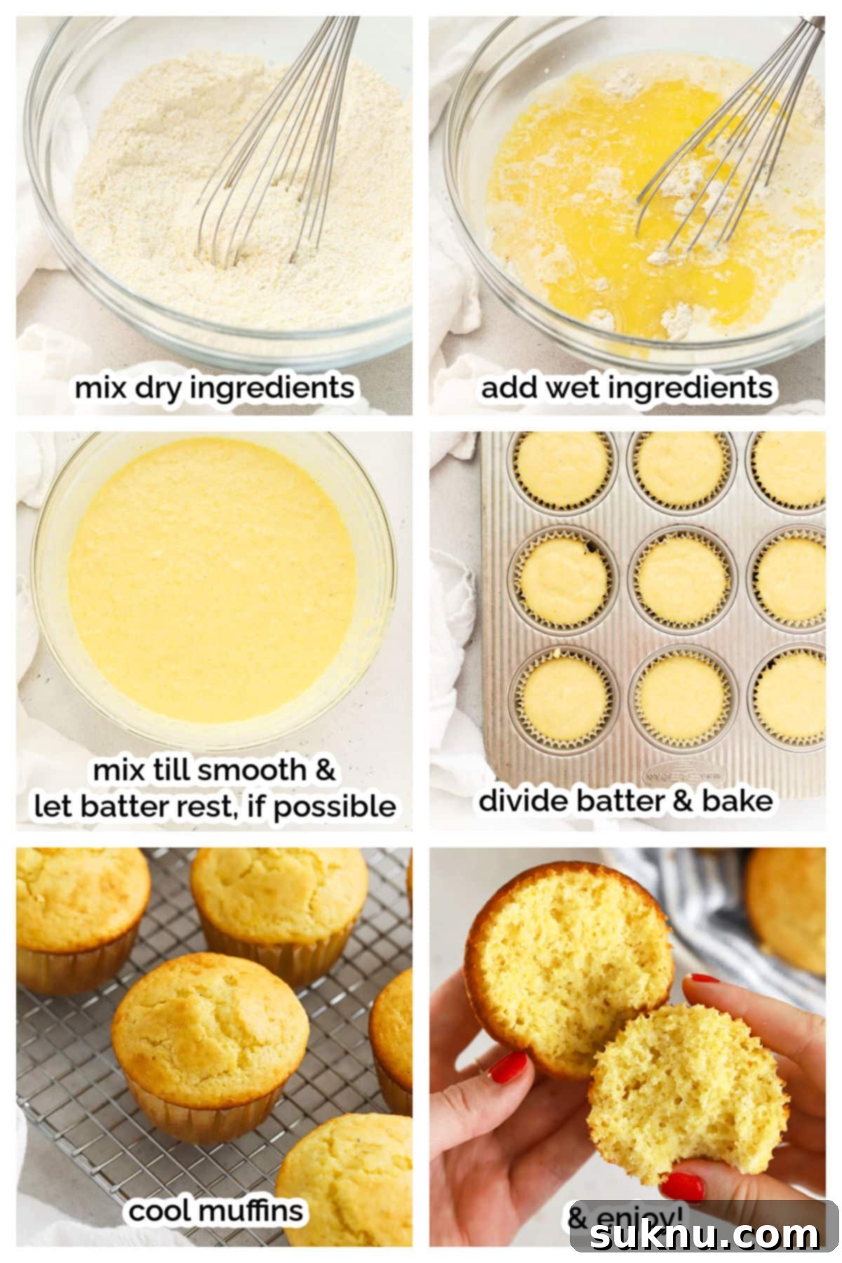 making gluten-free corn muffins step by step