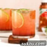 pink guava mocktails with lime slices