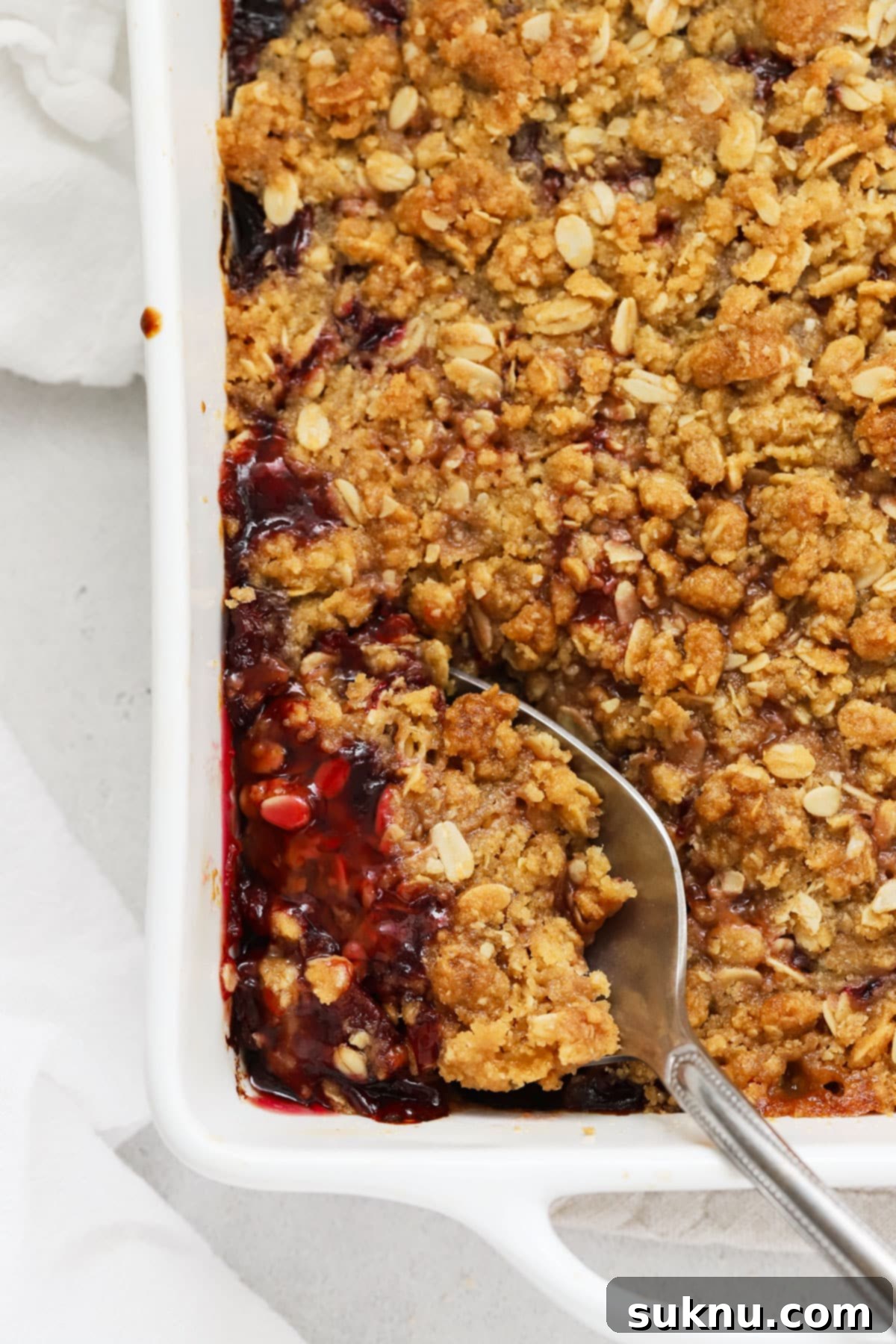 Luscious Gluten-Free Cherry Crisp 6 a pan of warm cherry crisp