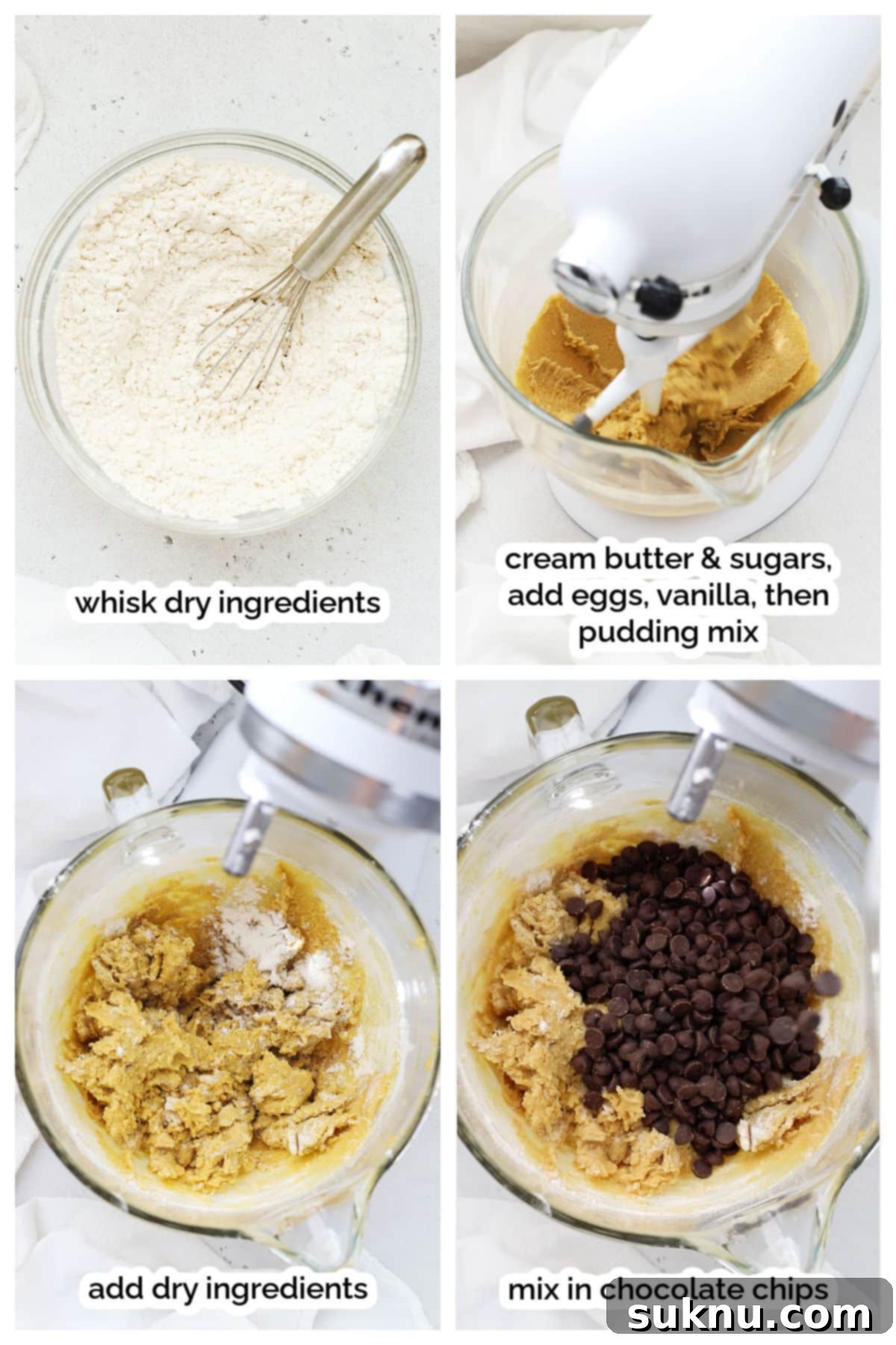making gluten-free chocolate chip cookies with pudding mix, step by step