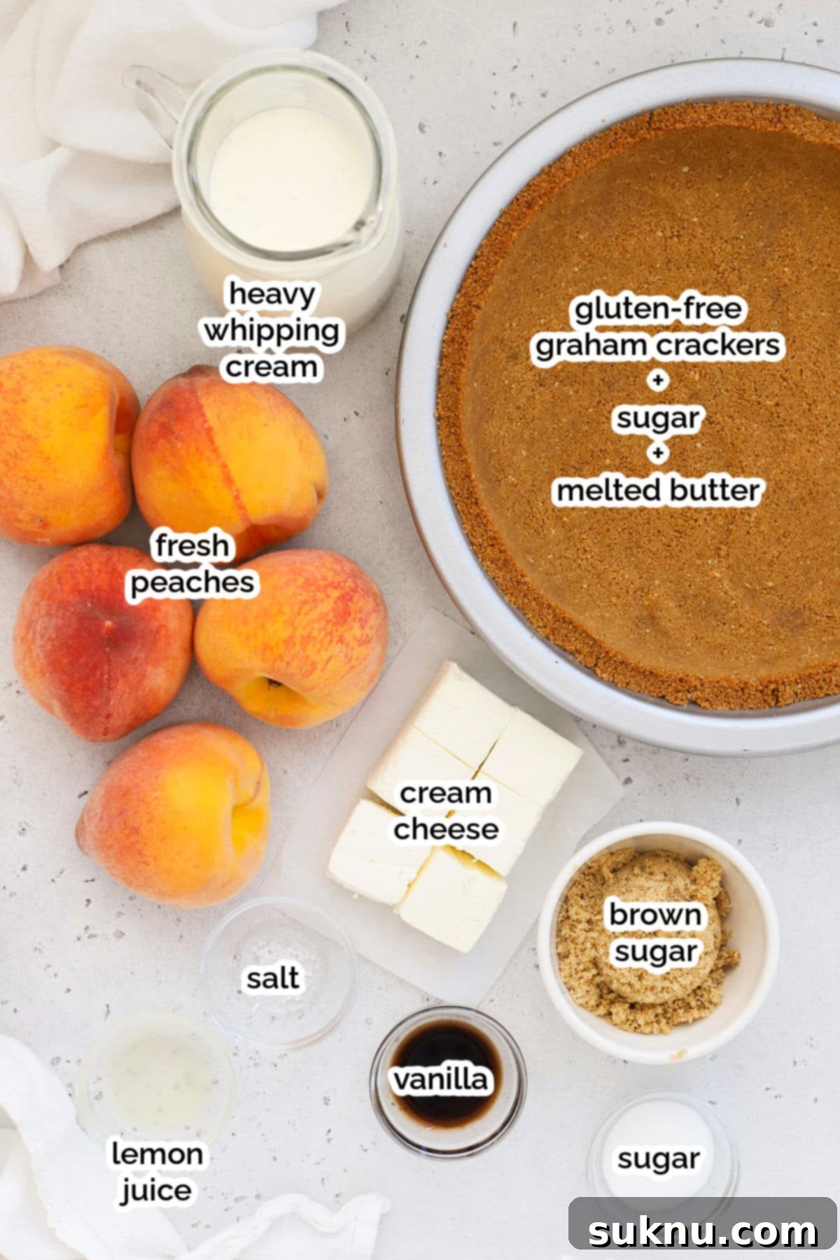 ingredients for gluten-free peaches and cream pie