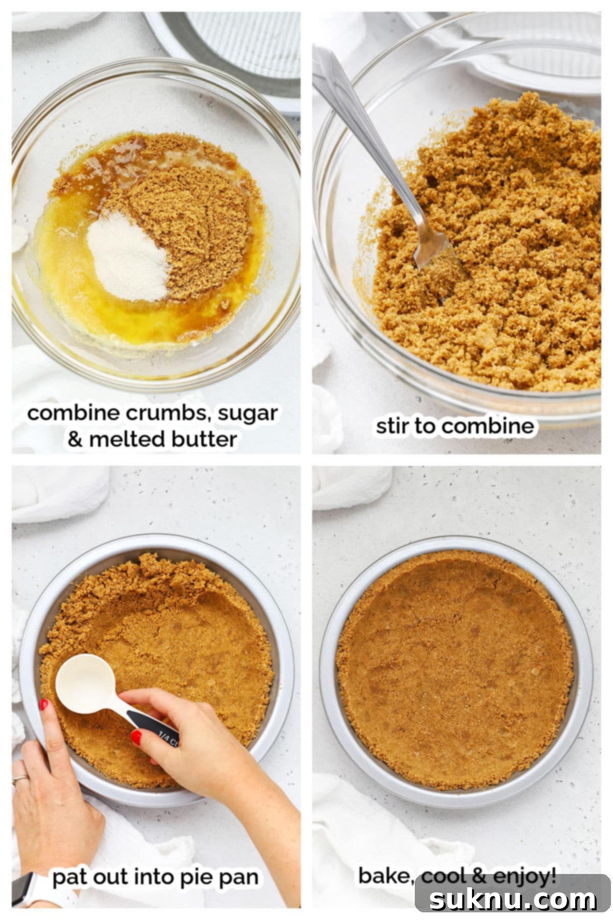 making gluten-free graham cracker pie crust, step by step