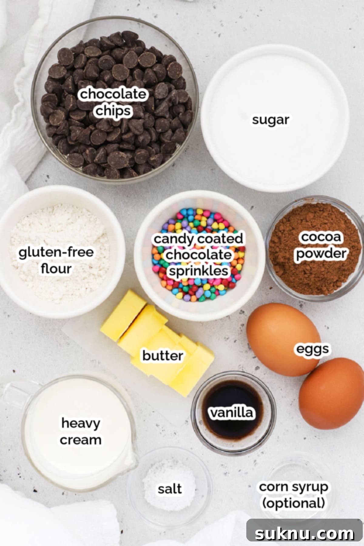 Ingredients laid out for gluten-free Cosmic brownies