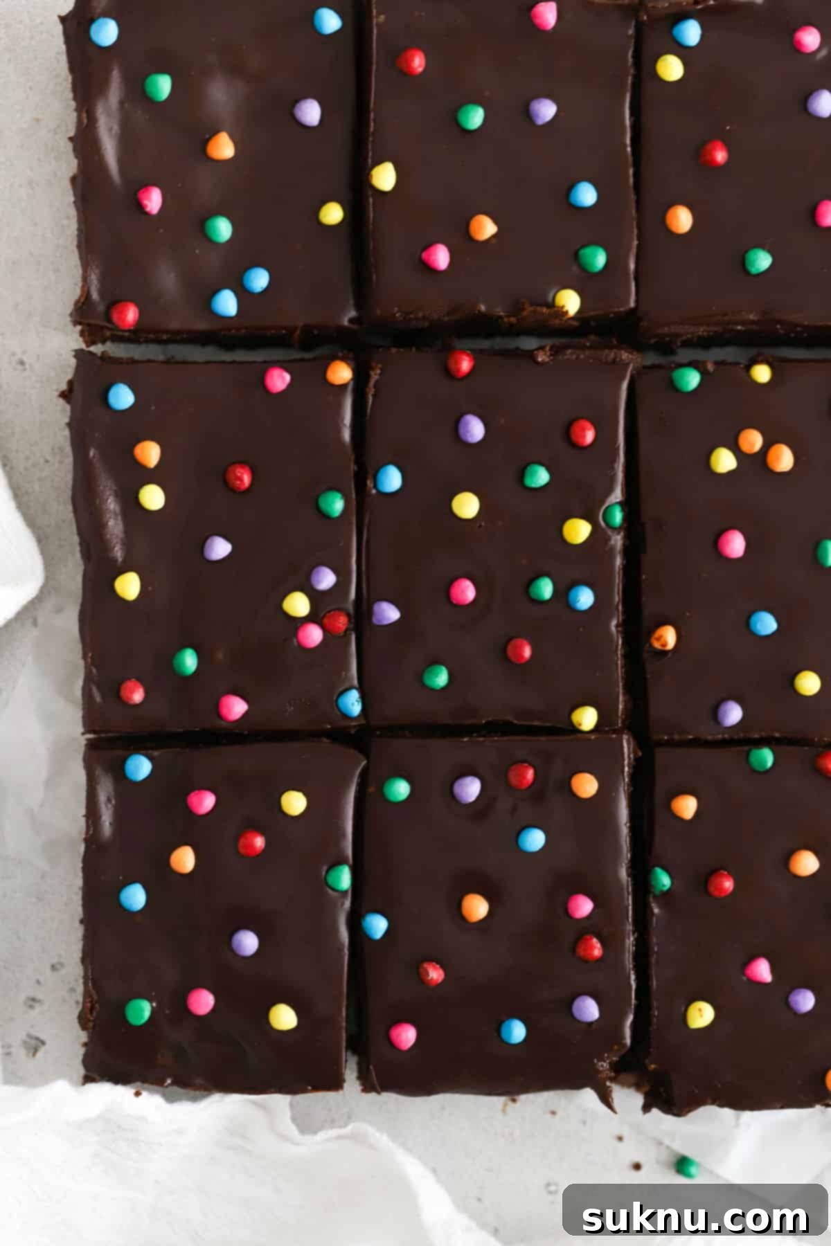 Gluten-free Cosmic brownies cut into squares