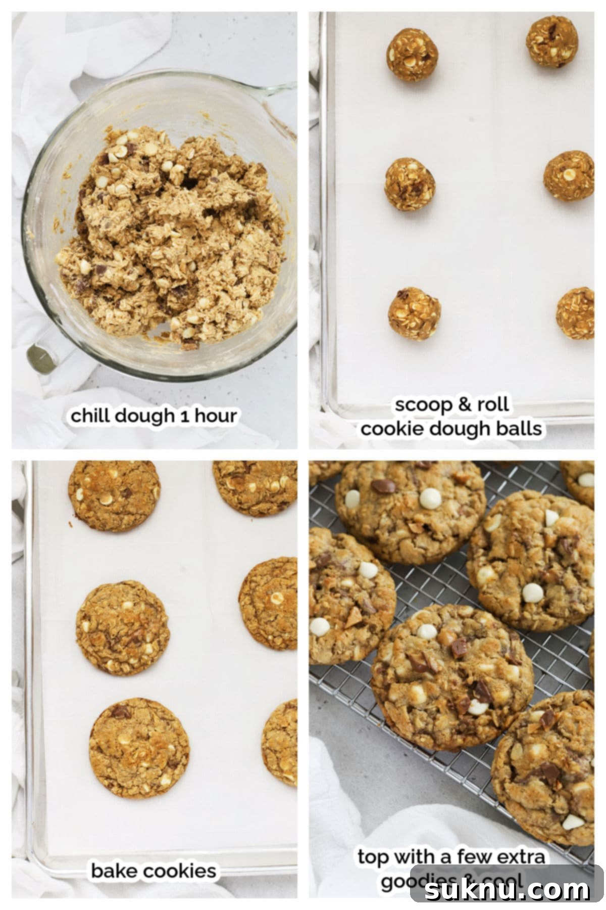 Comforting Gluten-Free Cinnamon White Chocolate Oatmeal Delights 6 making gluten-free oatmeal cookies with white chocolate and toffee bits, step by step