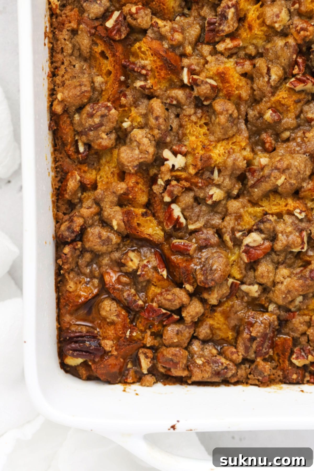 Gluten-Free Pumpkin Spice French Toast Casserole 8 Overnight gluten-free pumpkin French toast casserole with a rich brown sugar pecan streusel