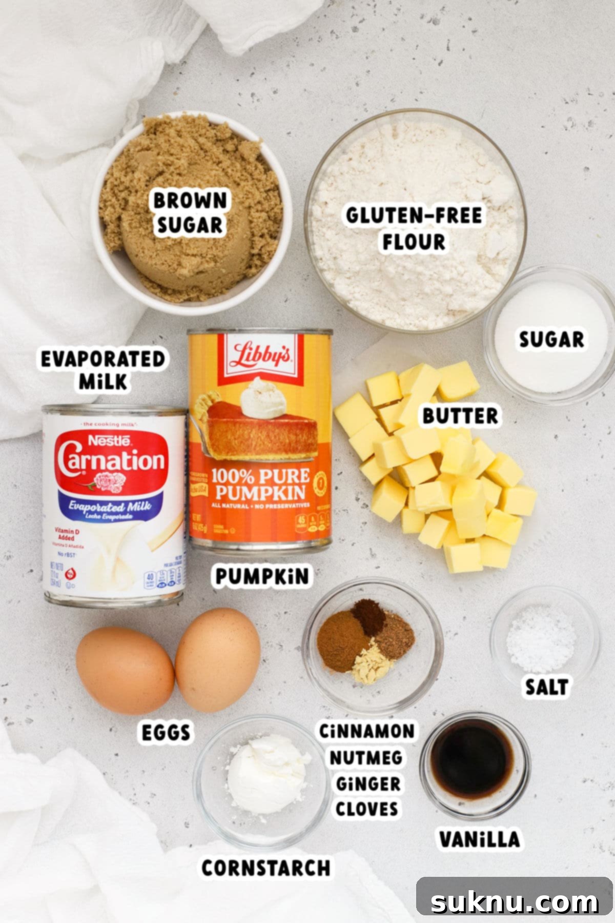 Ingredients for gluten-free pumpkin pie bars