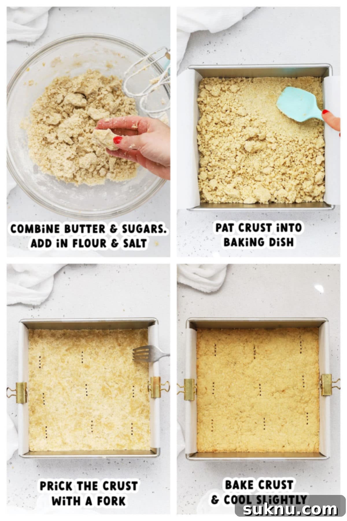 Making gluten-free shortbread crust for pumpkin pie bars, step by step