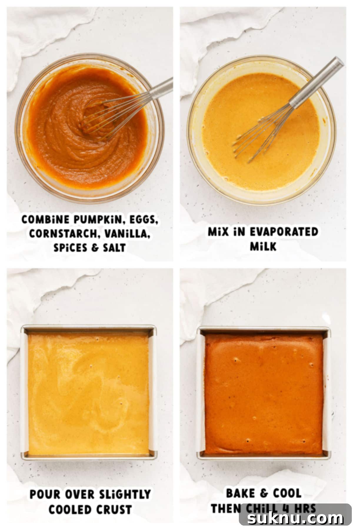 Making pumpkin pie bars, step by step