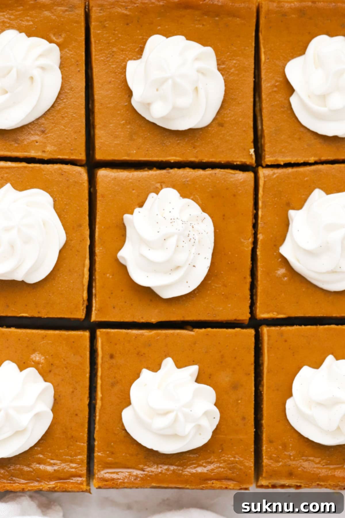 Gluten-free pumpkin pie bars cut into squares