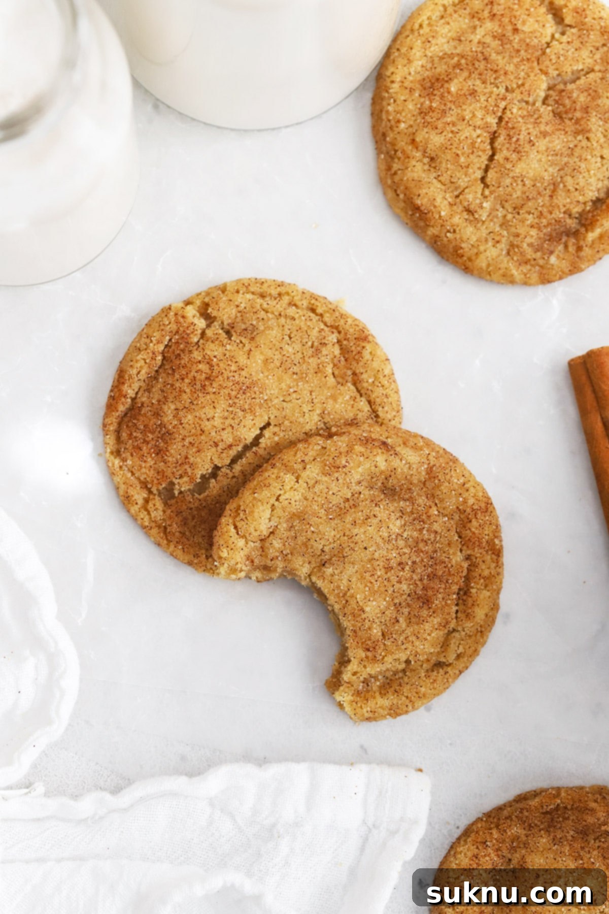 Gluten-Free Brown Butter Snickerdoodles stuffed with caramel