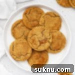 Overhead view of a plate of gluten-free brown butter caramel snickerdoodles