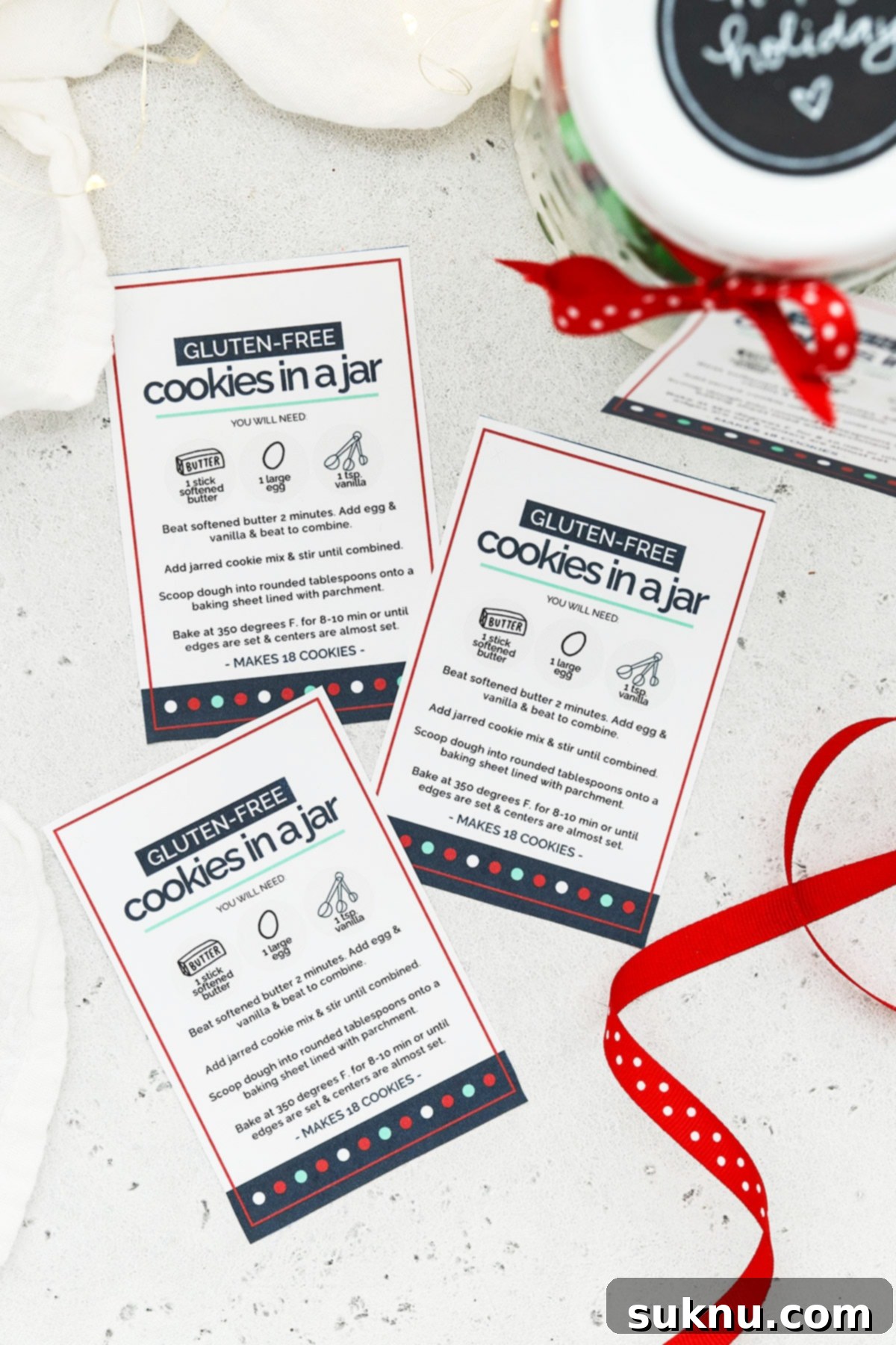 Collection of free printable gift tags for gluten-free cookie in a jar mixes, perfect for personalizing homemade holiday gifts.