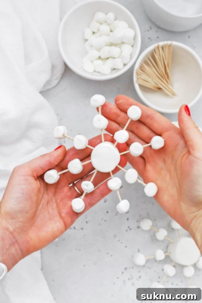 Marshmallow Snowflake Magic 10 Fully decorated marshmallow snowflake, ready to be used as a hot chocolate topper.