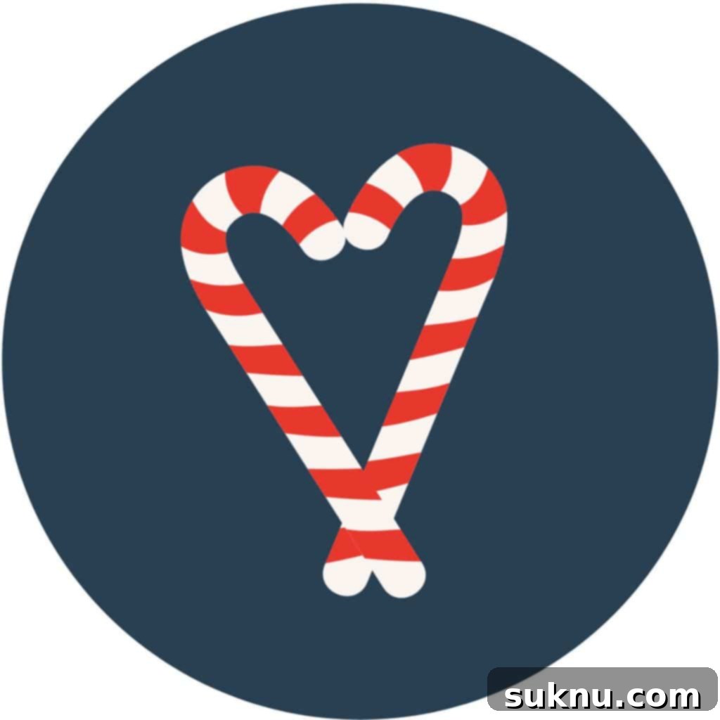 Icon of two candy canes forming a heart shape, symbolizing holiday treats and love for baking.
