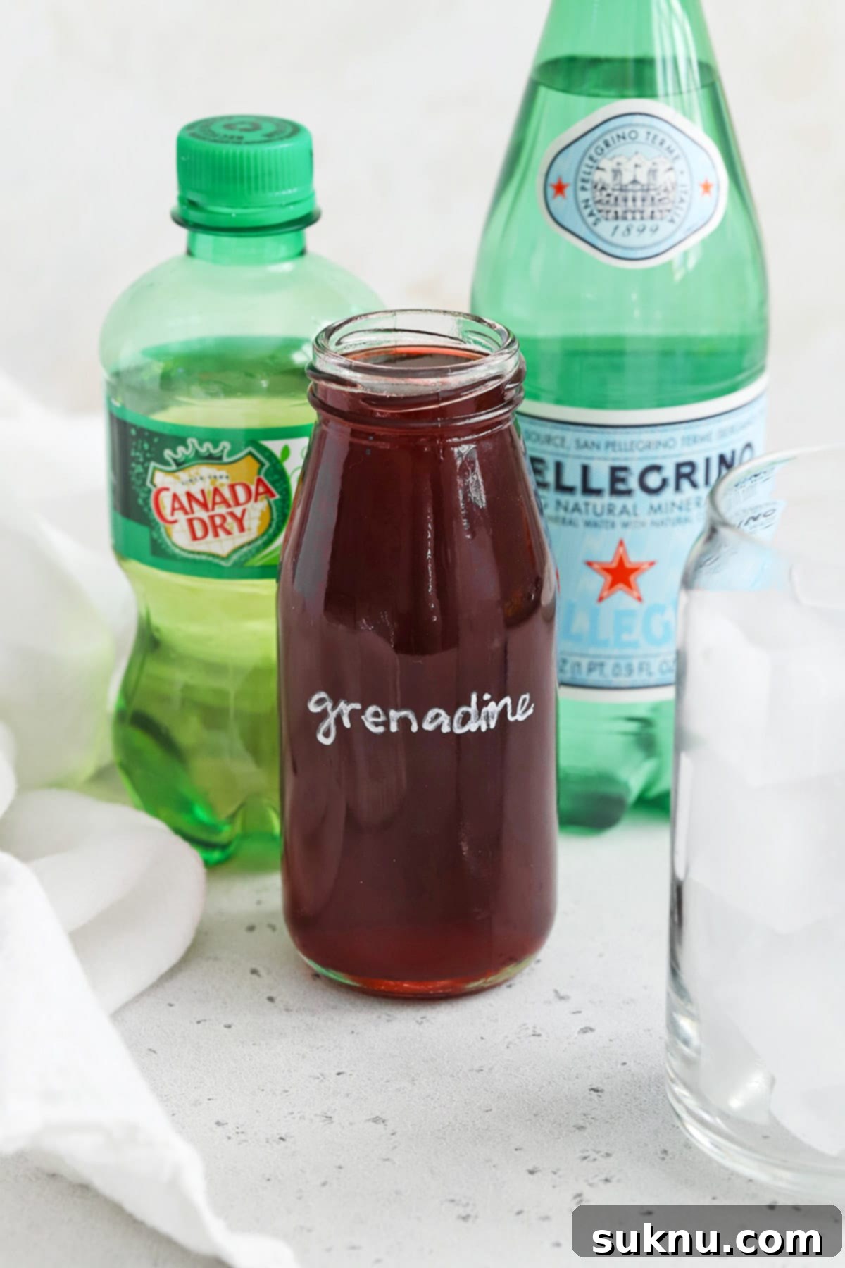 Classic Shirley Temple 3 Front view of ingredients for a classic shirley temple drink