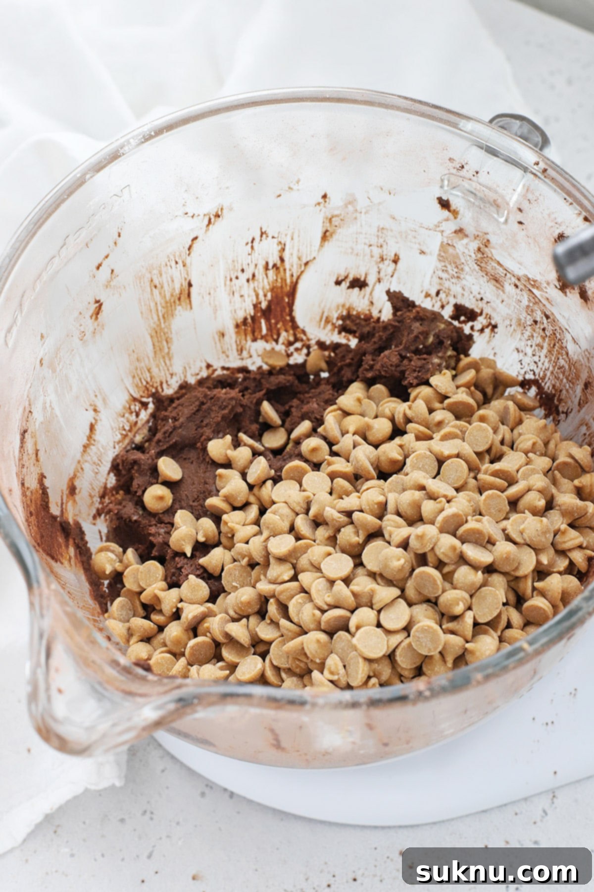 Adding peanut butter chips to gluten-free Levain-style dark chocolate peanut butter chip cookies dough