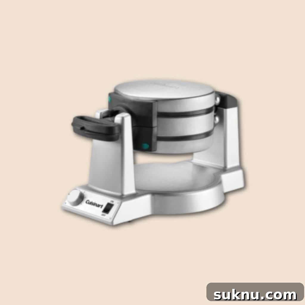 Close-up of a high-quality waffle iron, highlighting its features