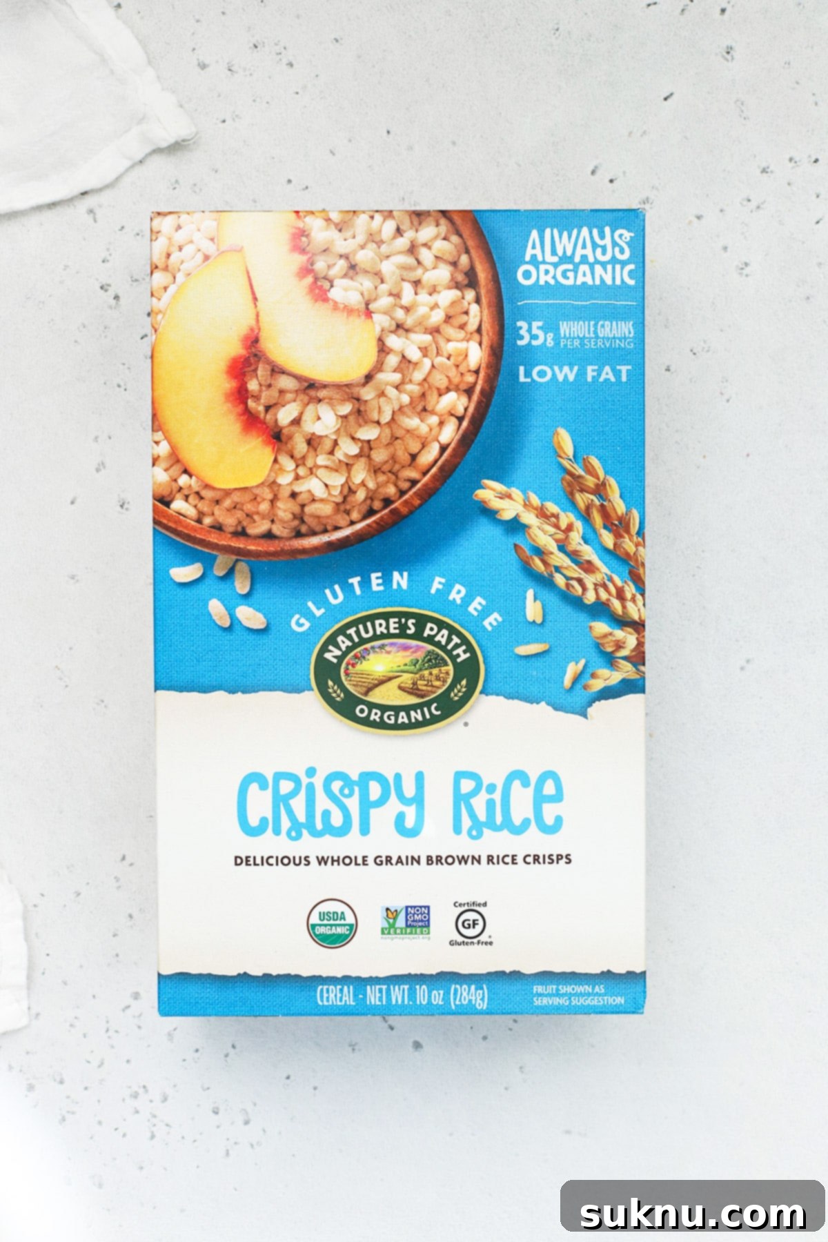 Overhead view of nature's path gluten-free crisp rice cereal