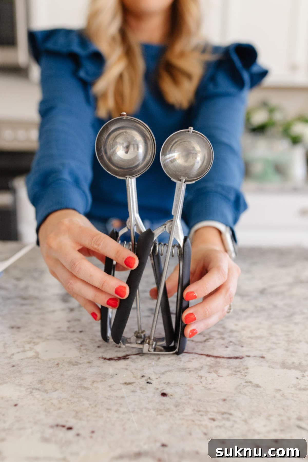 Medium and large cookie scoops