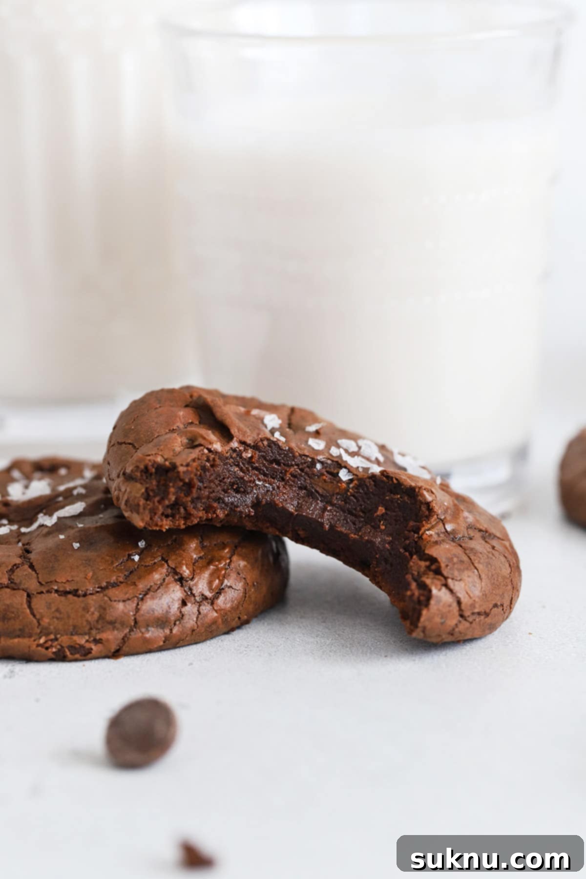Front view of fudgy gluten-free brownie cookies, perfectly golden and ready to eat.