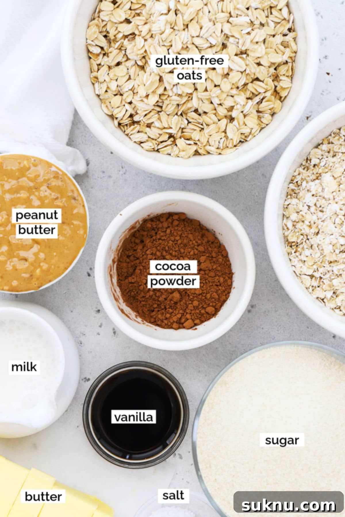 Ingredients for gluten-free no-bake cookies
