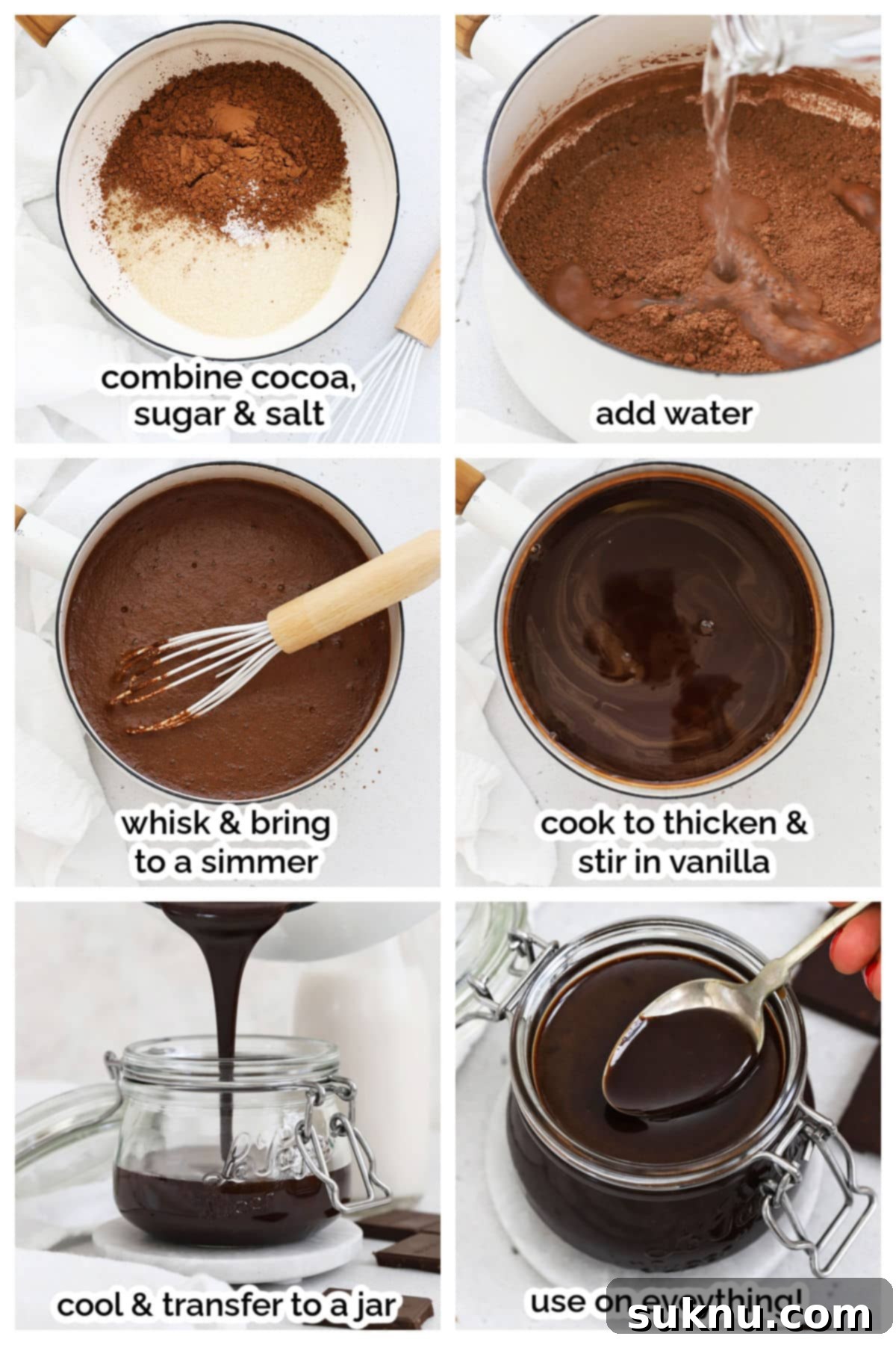 making homemade chocolate syrup step by step