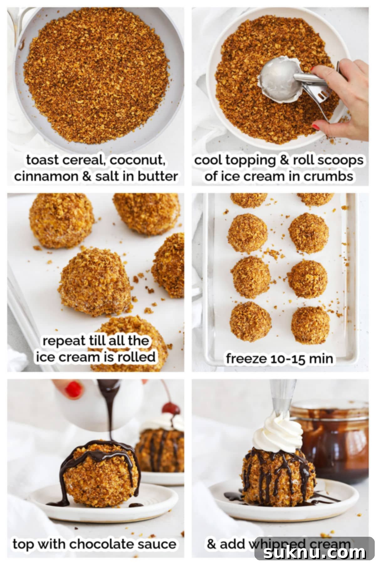 making gluten-free fried ice cream step by step