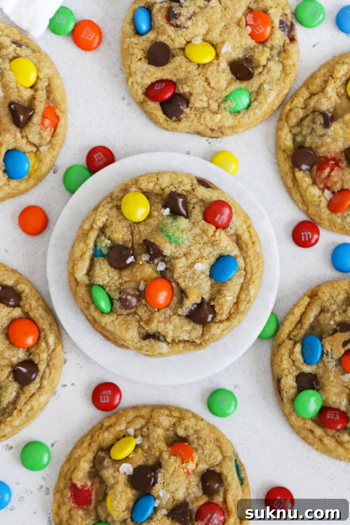 Which M&Ms Are Gluten-Free 6 Overhead view of soft, chewy gluten-free m&m cookies