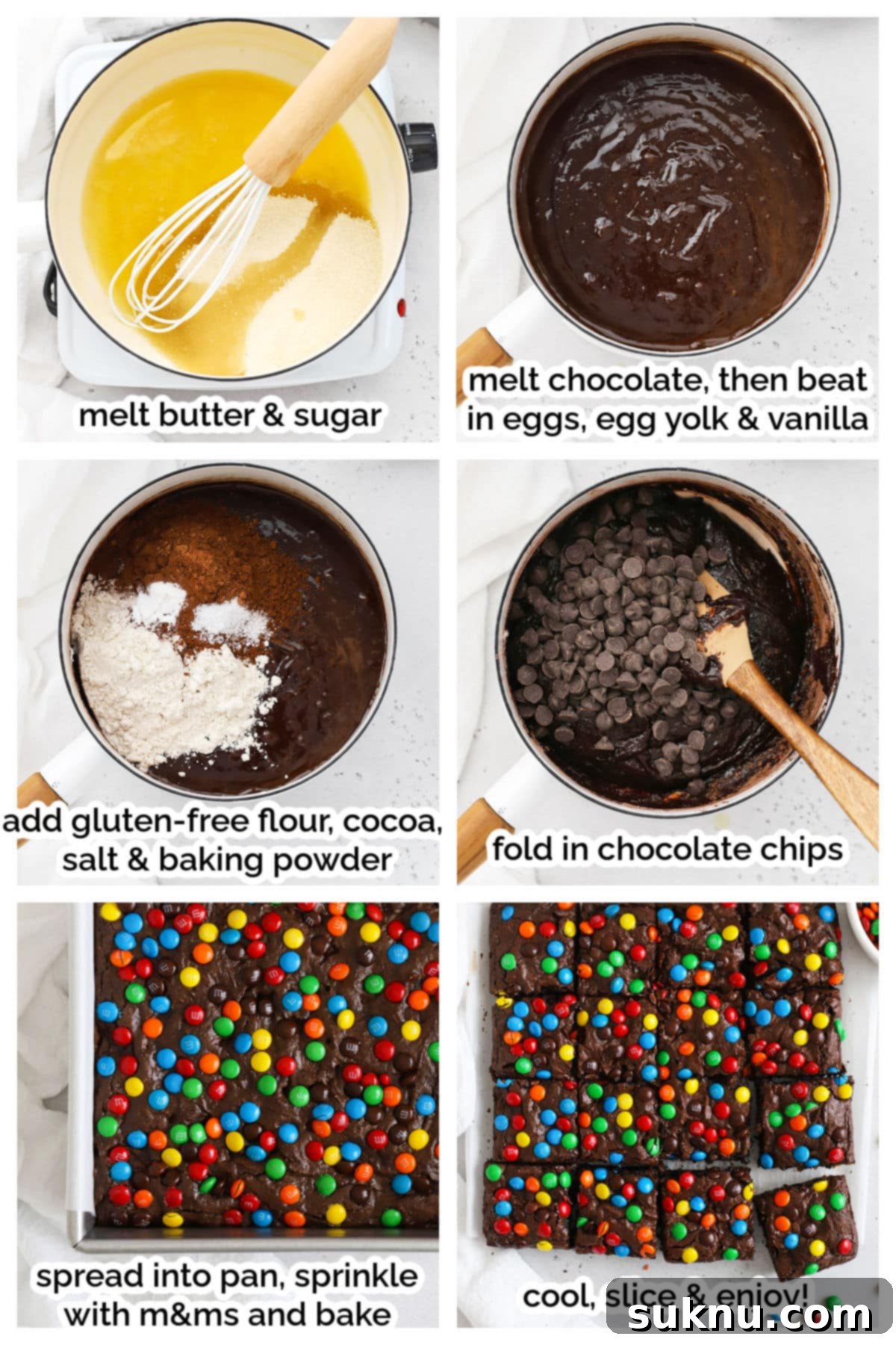 making gluten-free m&m brownies step by step