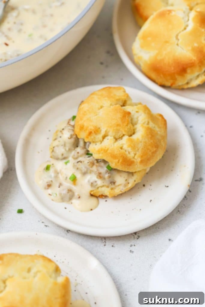 Fluffy Honey Butter Made in Minutes 15 gluten-free biscuit with gluten-free sausage gravy