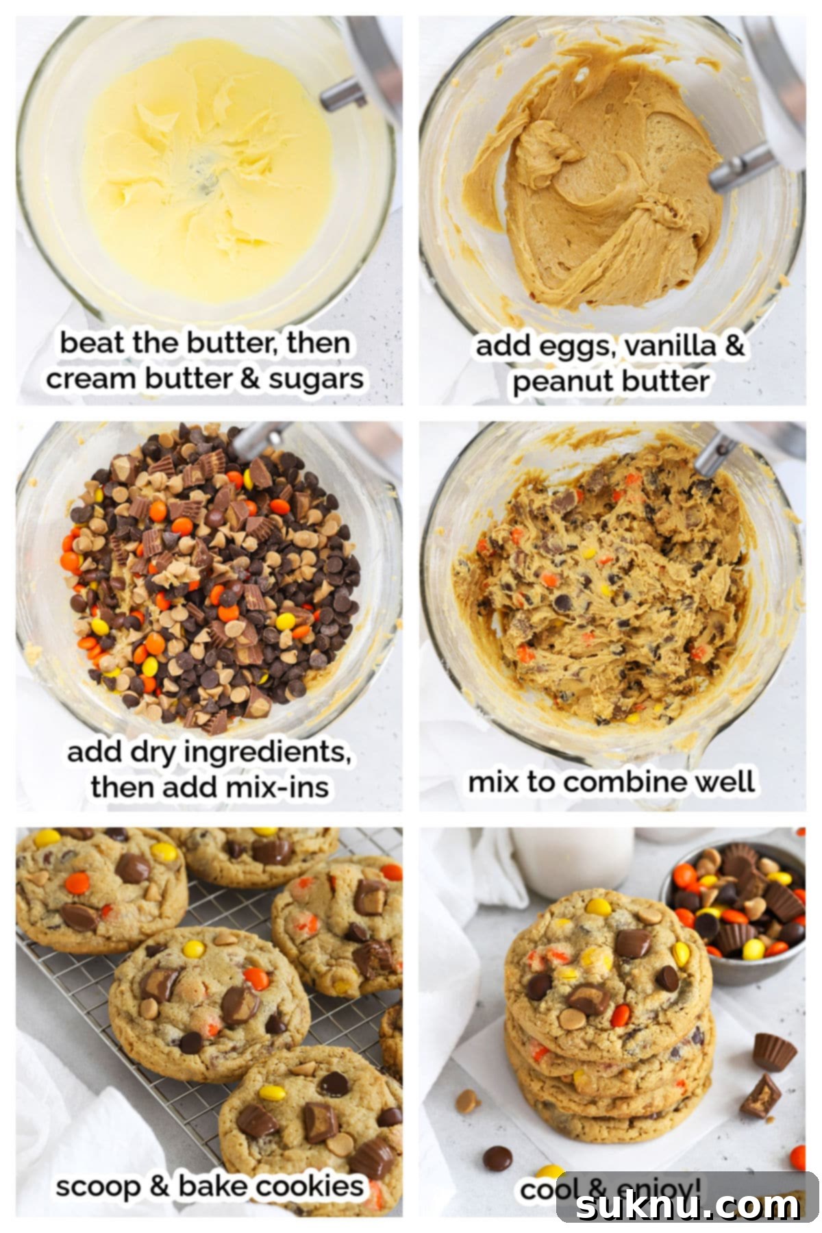 Step-by-step photos of making gluten-free Reese's cookies