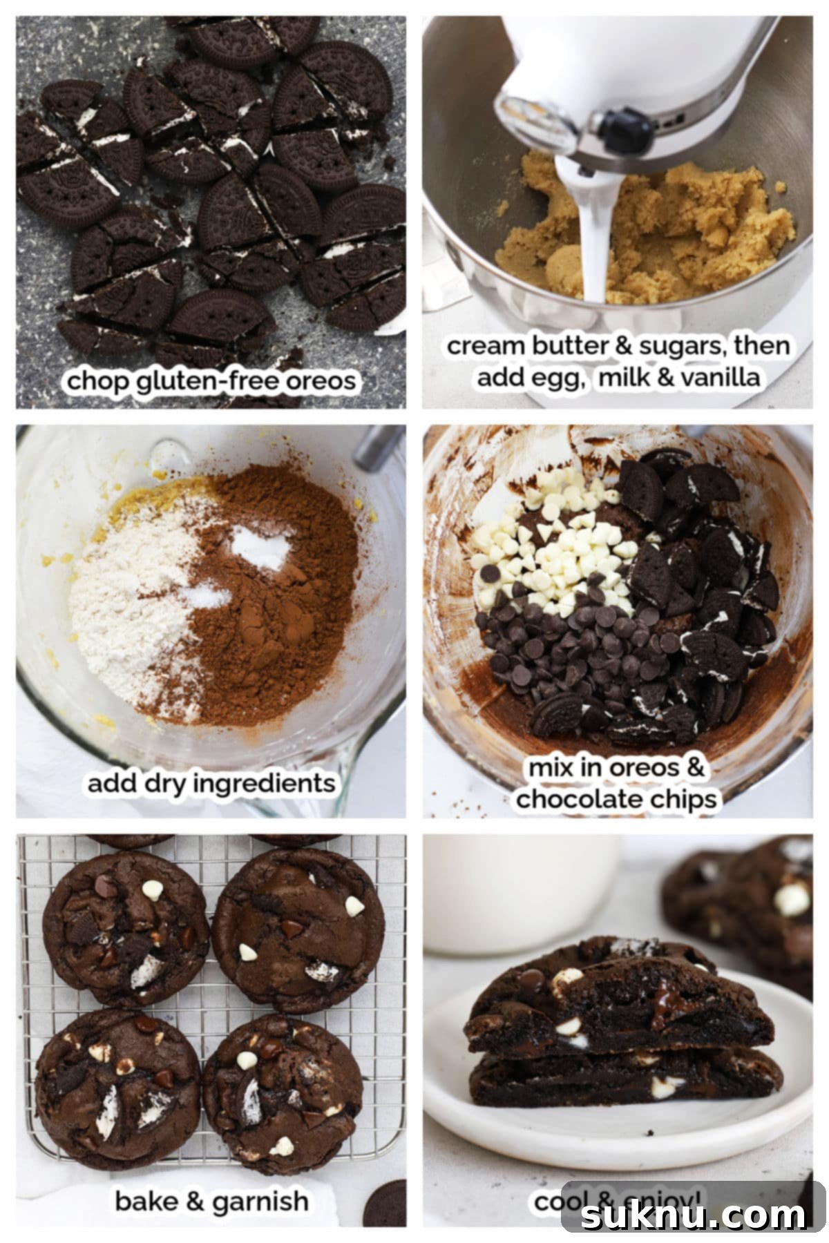 Gluten-Free Chocolate and Cookies & Cream Cookies 5 making gluten free cookies and cream cookies step by step