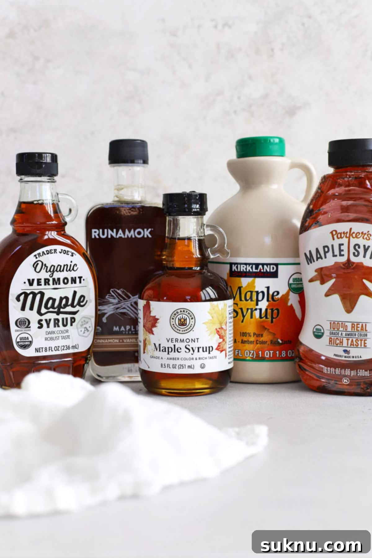 The Gluten-Free Verdict On Maple Syrup 5 Front view of various bottles of gluten-free pure maple syrup brands.