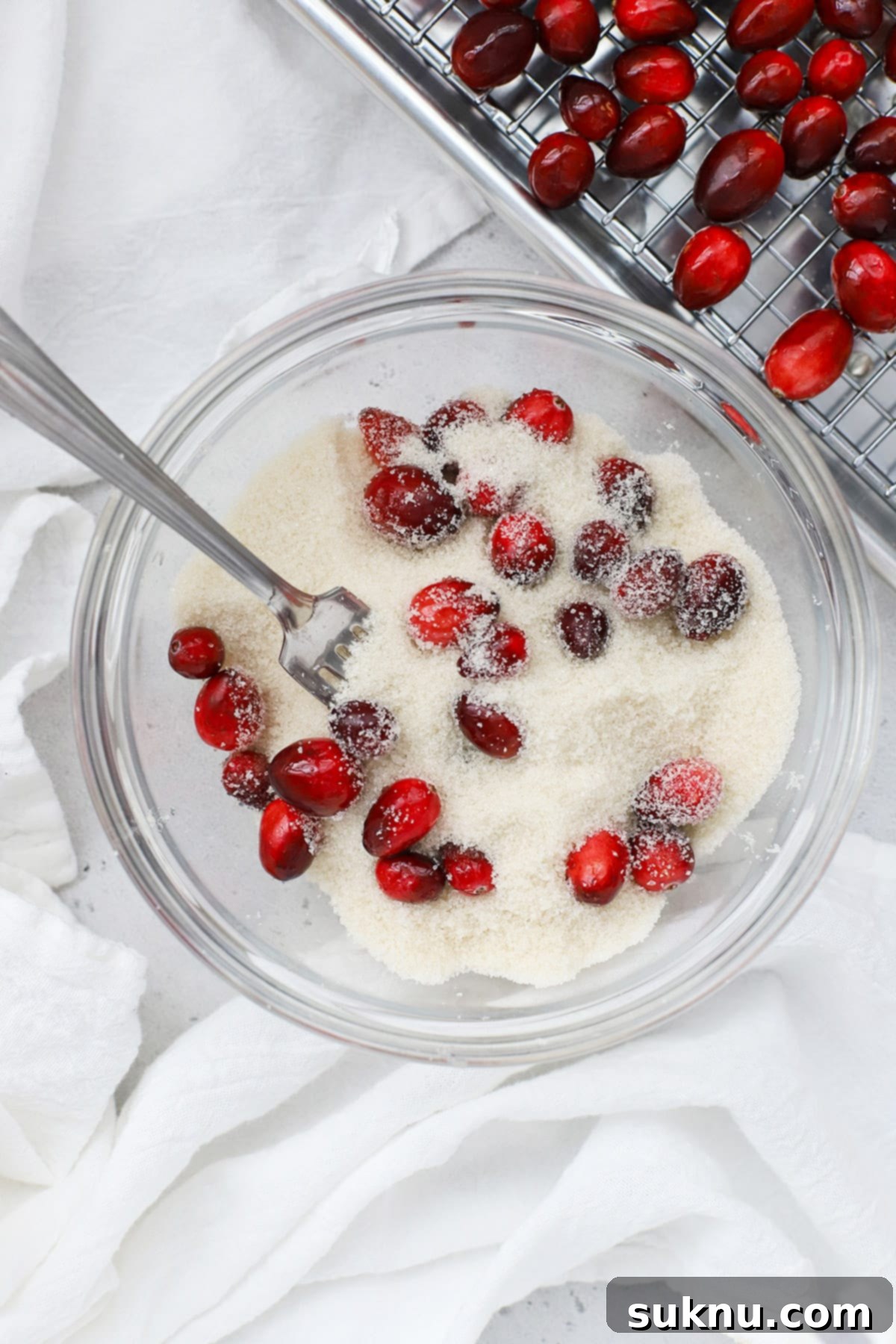 Sparkling Sugared Cranberries 8 Rolling cranberries in sugar to make candied cranberries