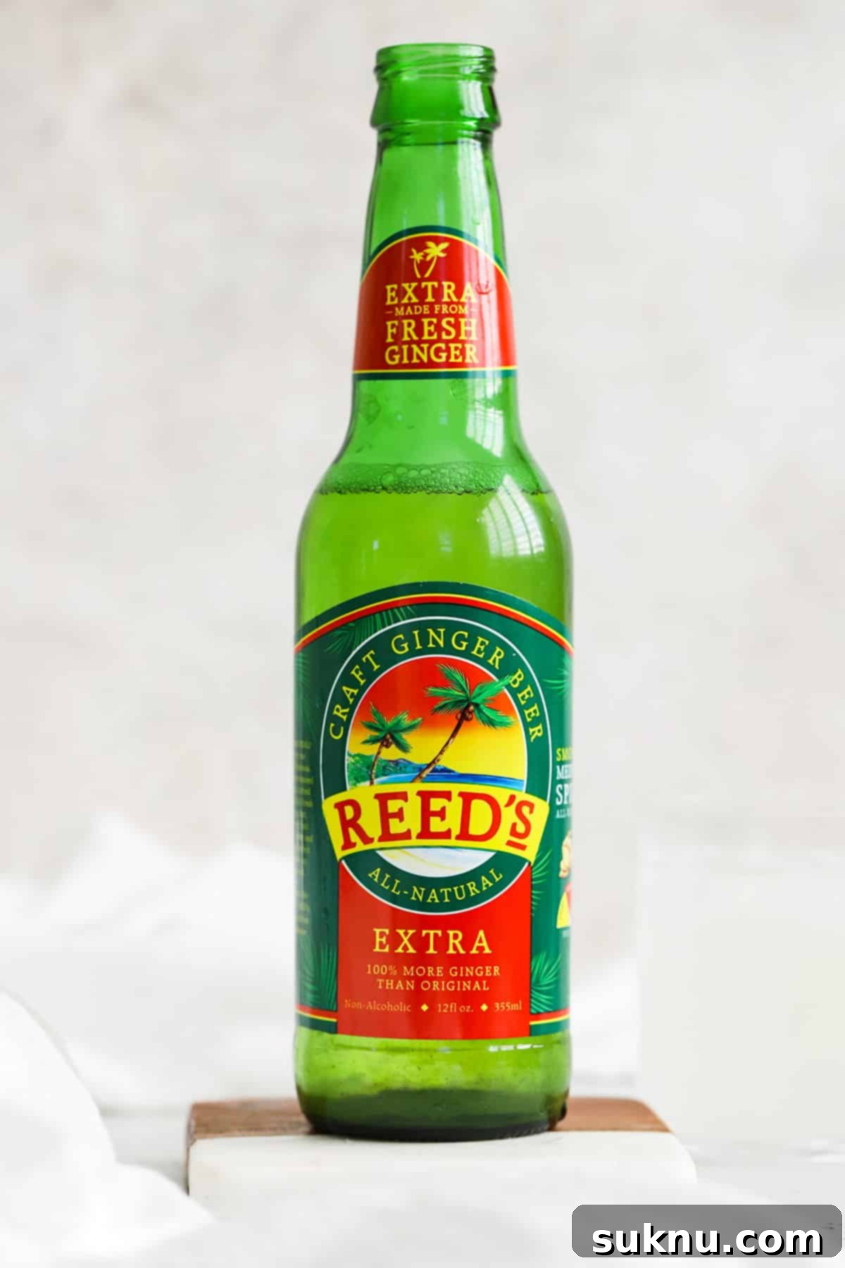 front view of a bottle of reeds extra ginger beer