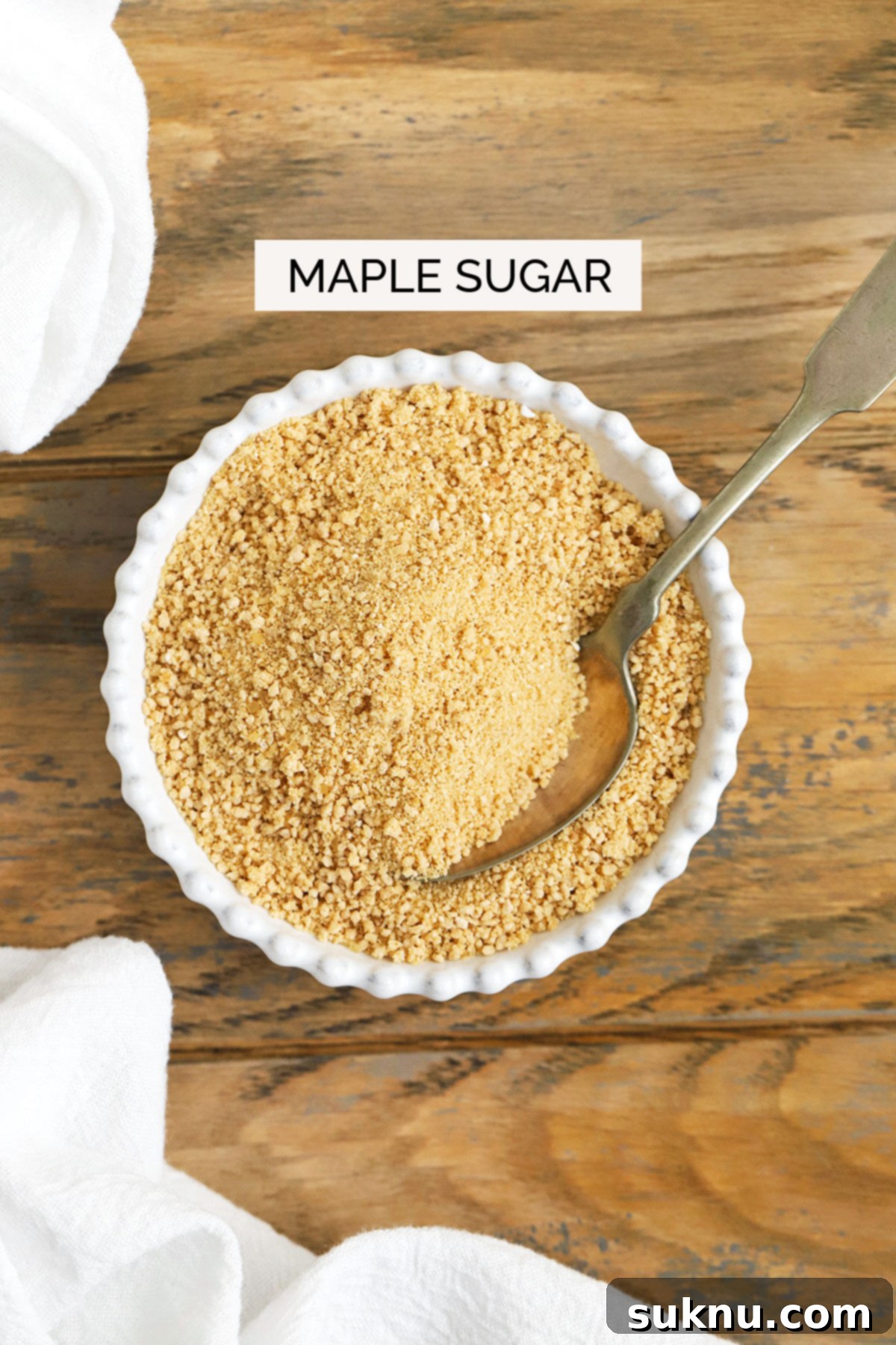 Mastering Sweetness: 12 Sugar Types and Their Culinary Applications 11 maple sugar in a white bowl