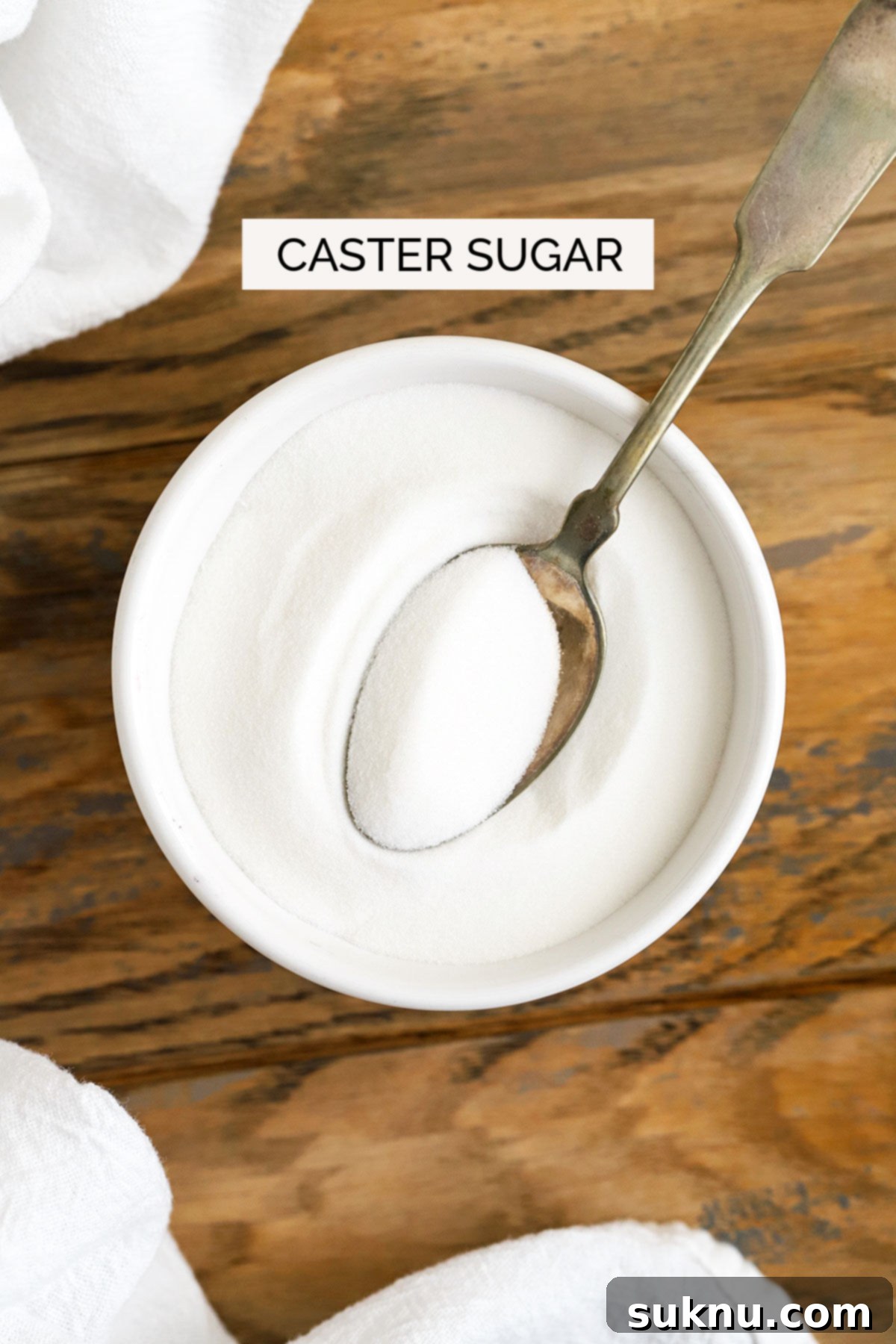 Mastering Sweetness: 12 Sugar Types and Their Culinary Applications 6 caster sugar in a white bowl
